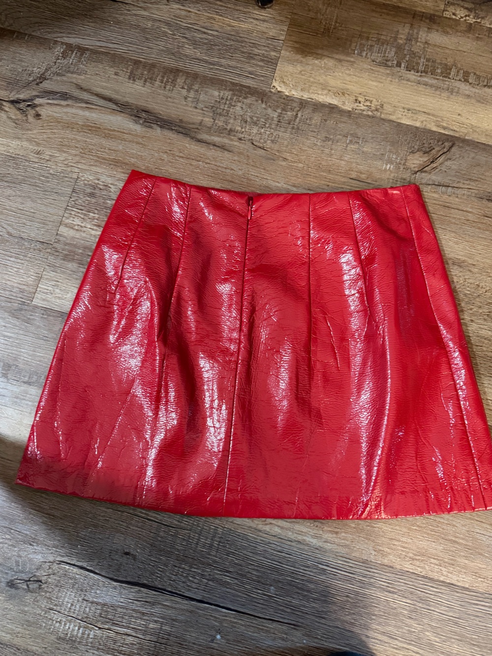 Forever 21 Shiny Red Faux Leather Mini Skirt - Picture 2 of 4